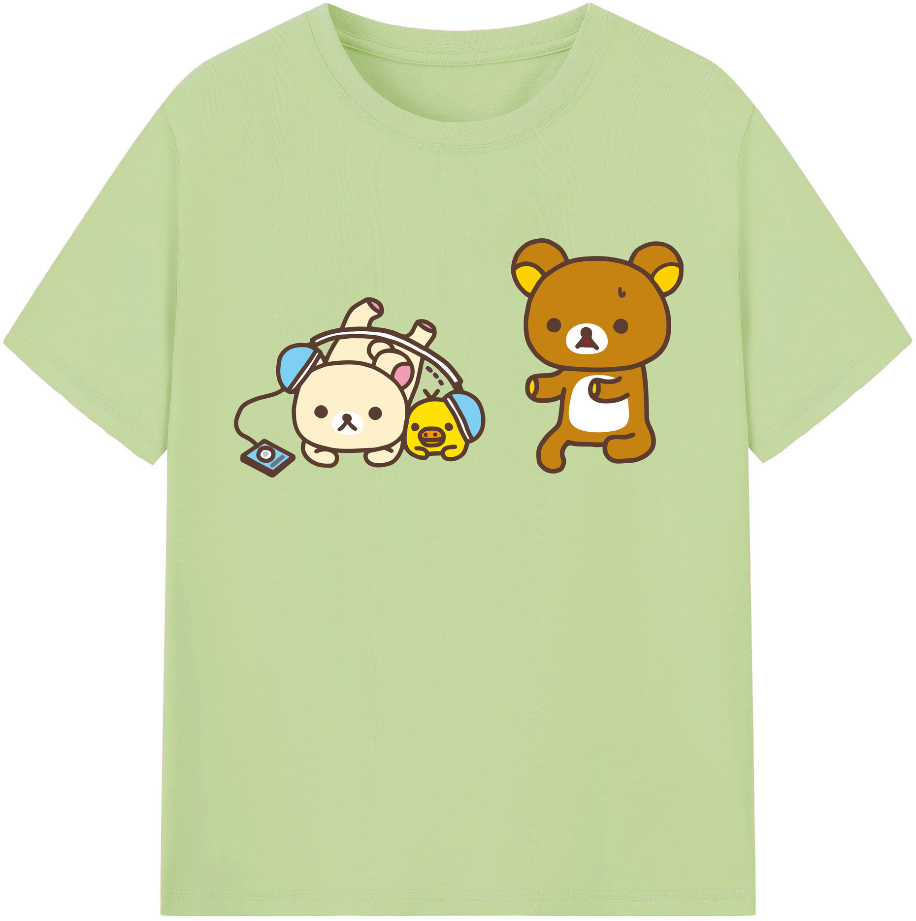 （画像用） リラックマ リラックマ キイロイトリ Rilakkuma Korilakkuma Kiiroitori 綿100％半袖Tシャツ（フロントプリント）